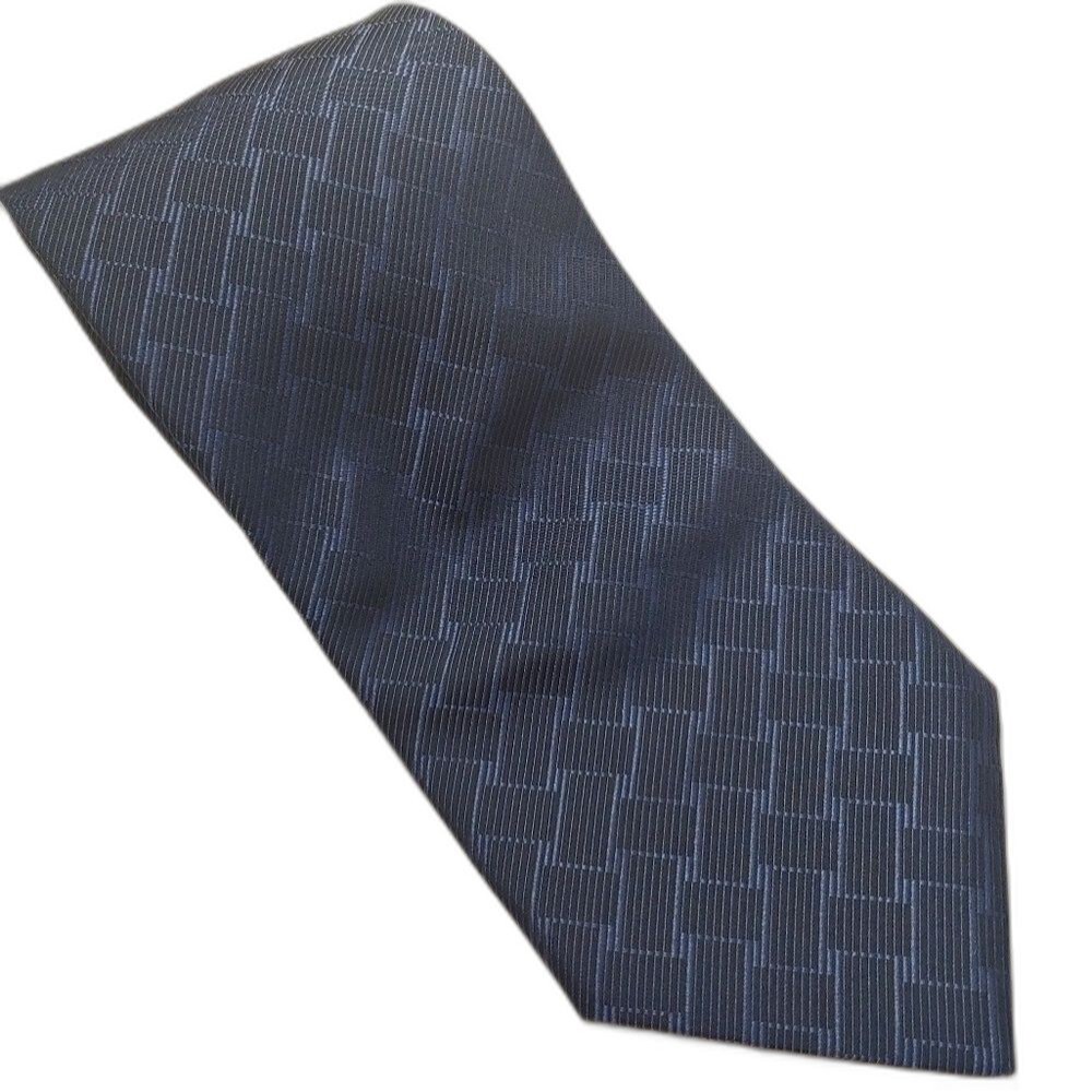 Mani Armani Mens Blue Patterned Tie Geometric Italian Silk Made USA 4" wide